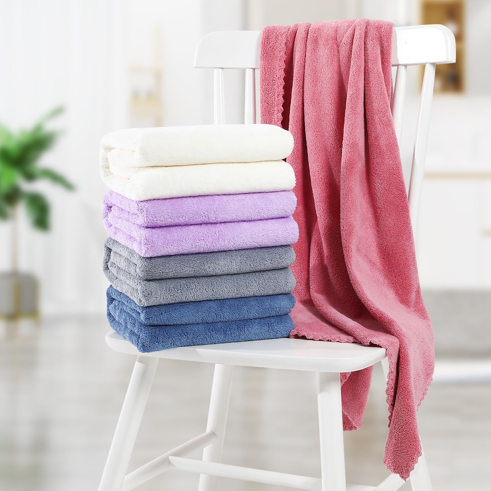 Juego de Toallas de Baño de Microfibra 5 Piezas, Suaves y Absorbentes, Tamaño Grande para SPA y Viaje, Material Poliéster y Nylon