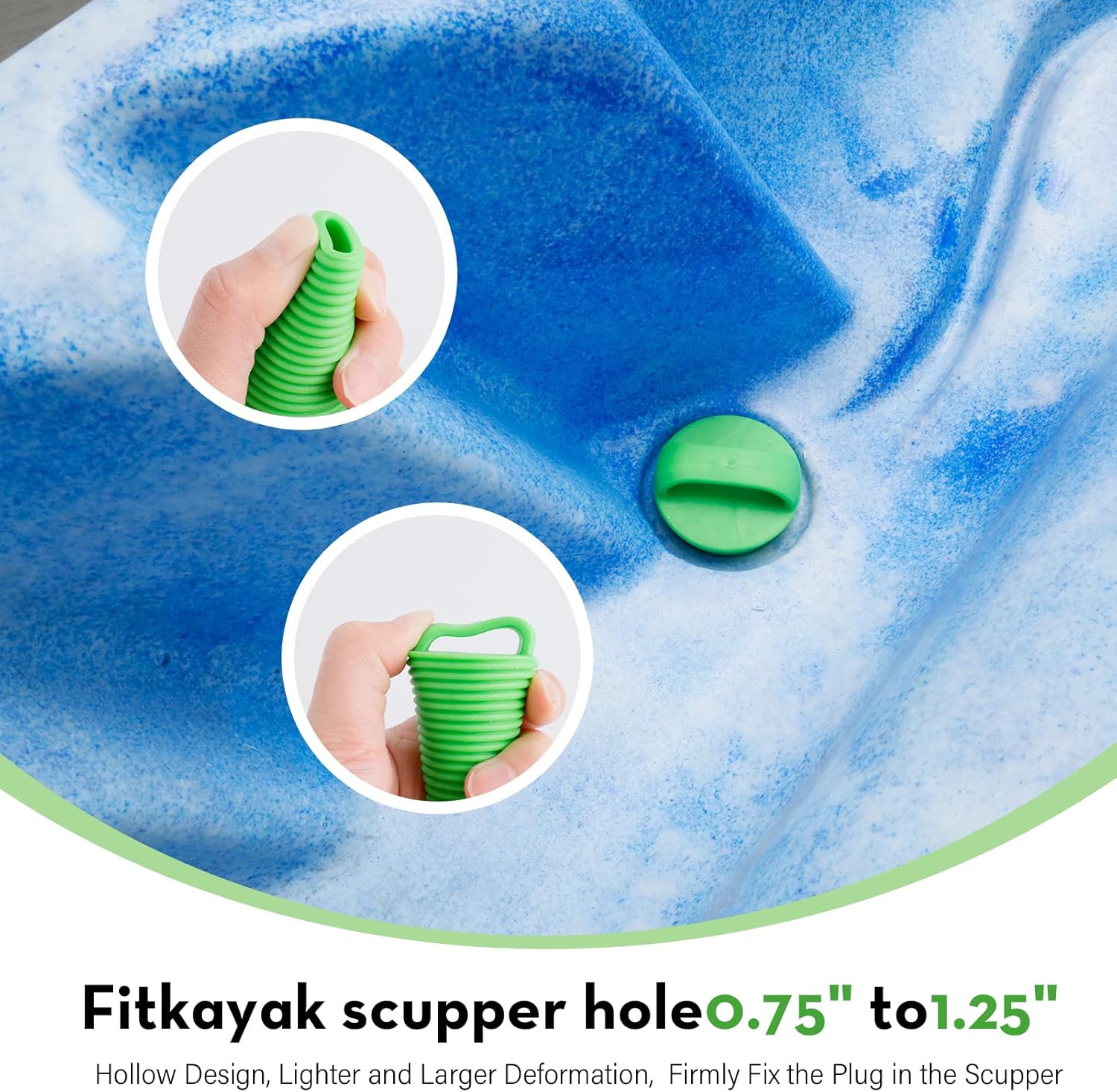 Kayak Scupper Plug Kit TPE Scupper Plugs Drain Holes Stopper Bung with Handle (Coral-8 Pieces-Big＆Lucky Green-12 Pieces-Small)