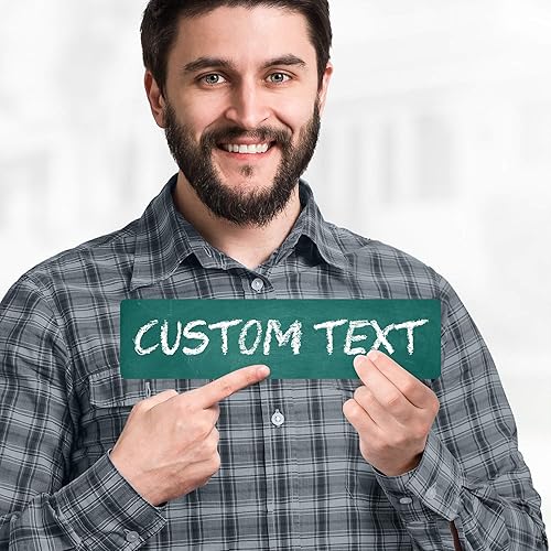 Miniatura 1041 de My Sign Center - Letrero personalizado, 11 colores de fuente, 13 estilos de fuente, 4 opciones de agujero, 22 tamaños, 8 x 32 pulgadas, sin óxido,