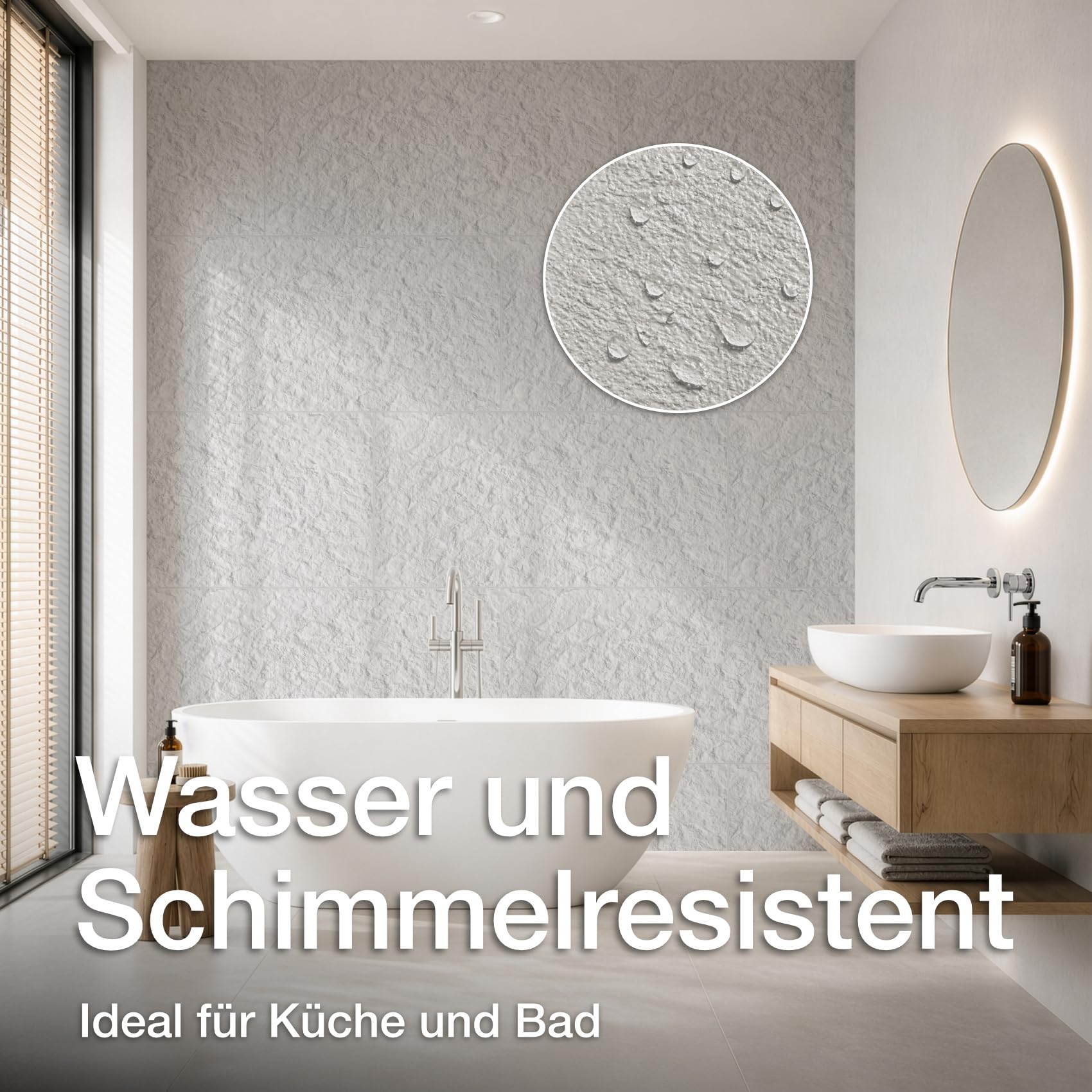 HEXIM Wandpaneele Steinoptik 2 Stück 120x60cm – Felswand PU Wandverkleidung, Täuschend echte Bruchstein 3D Paneele für Wohnzimmer – 2cm starke Stone Steinplatte weiß (1,44m² White)