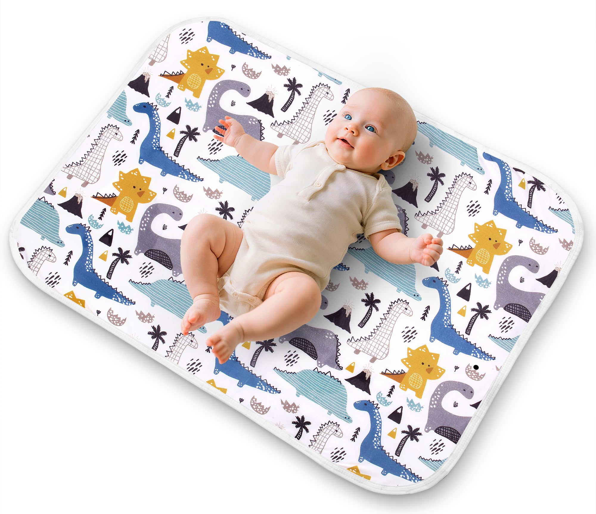 Diaper Changing Pads for Baby, Dinosaur Change Mat, 3Layers Waterproof Change Pad Foldable Absorbent Mats for Women, Reusable Incontinence Underpads