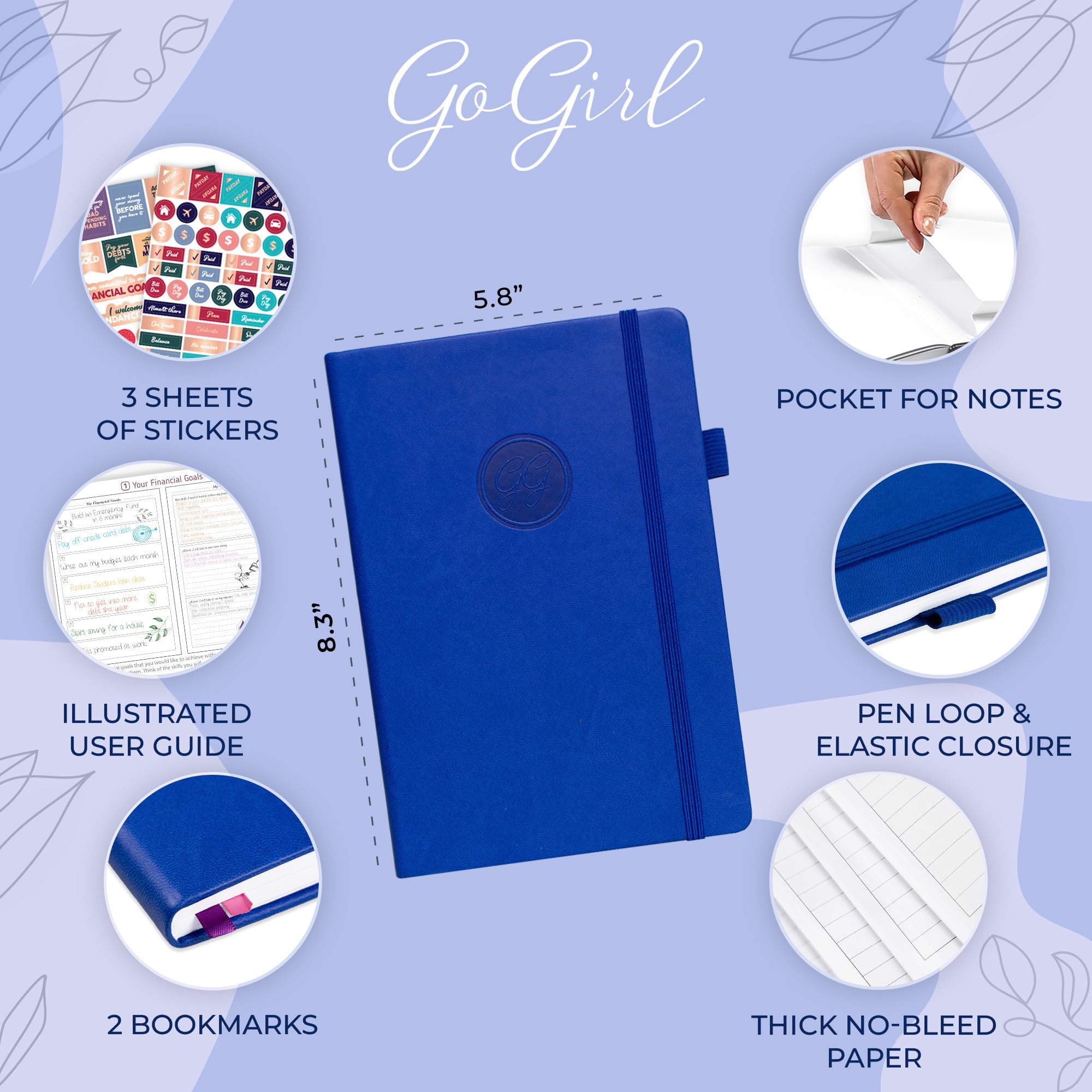 GoGirl Budget Planner – Monthly Financial Planner Organizer Budget Book. Expense Tracker Notebook Journal to Control Money, A5 (Royal Blue)