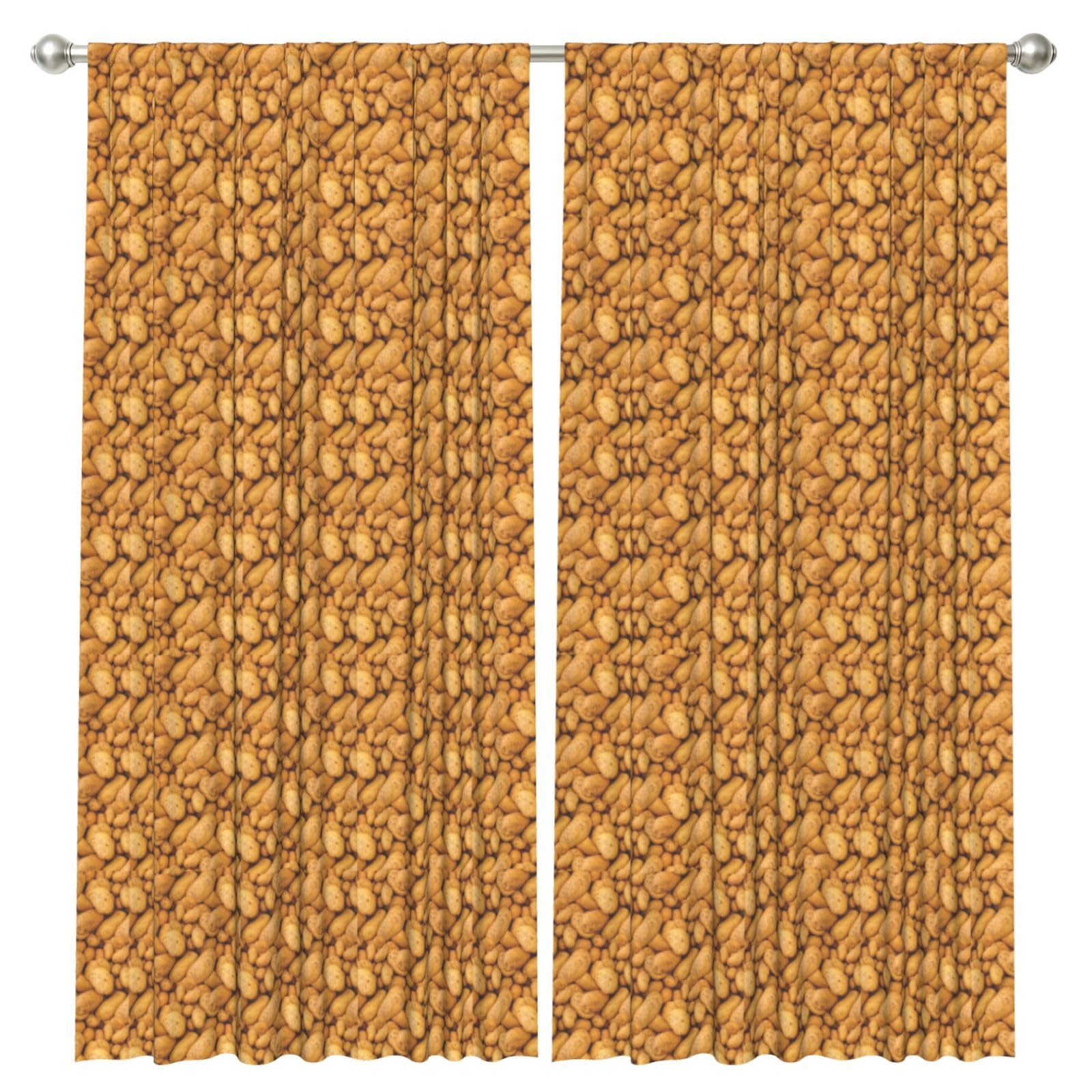 InOmak Have A Potato Painting Effect, 2 Panels Window Curtains 52 x 84 Inch Blackout Curtains for Living Room Bedroom