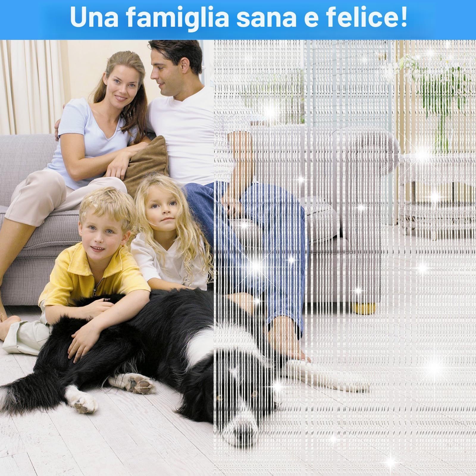 Farerkass 2 pezzi Tenda Antimosche per Porta Esterna, 95 x 200 cm Tenda a Fili, Fili Glitterata, Tende Antimosche per Soggiorno, Camera da Letto, Feste e Eventi, Matrimoni, Caffè(Bianco)