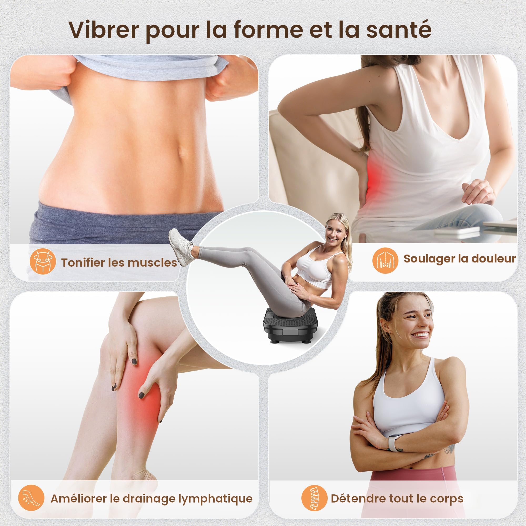 Plateforme Vibrante De Puissance Rose Pour Drainage Lymphatique – 200W, Télécommande, Avec Bandes élastiques