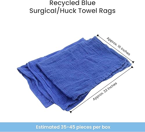 Miniatura 2 de A&A Wiping Cloth Toalleros quirúrgicosHuck azules reciclados, toallas perfectas que no rayan y no pelan, toallas multiusos, caja de 5 libras