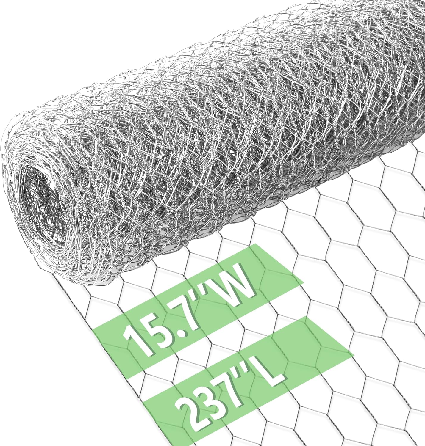 Chicken Wire 16.9 in x 590.5 in Poultry Wire Netting Hexagonal Galvanized Mesh Garden Fence Barrier for Pet Rabbit Chicken Fencing with 100 Pcs Cable Zip Ties