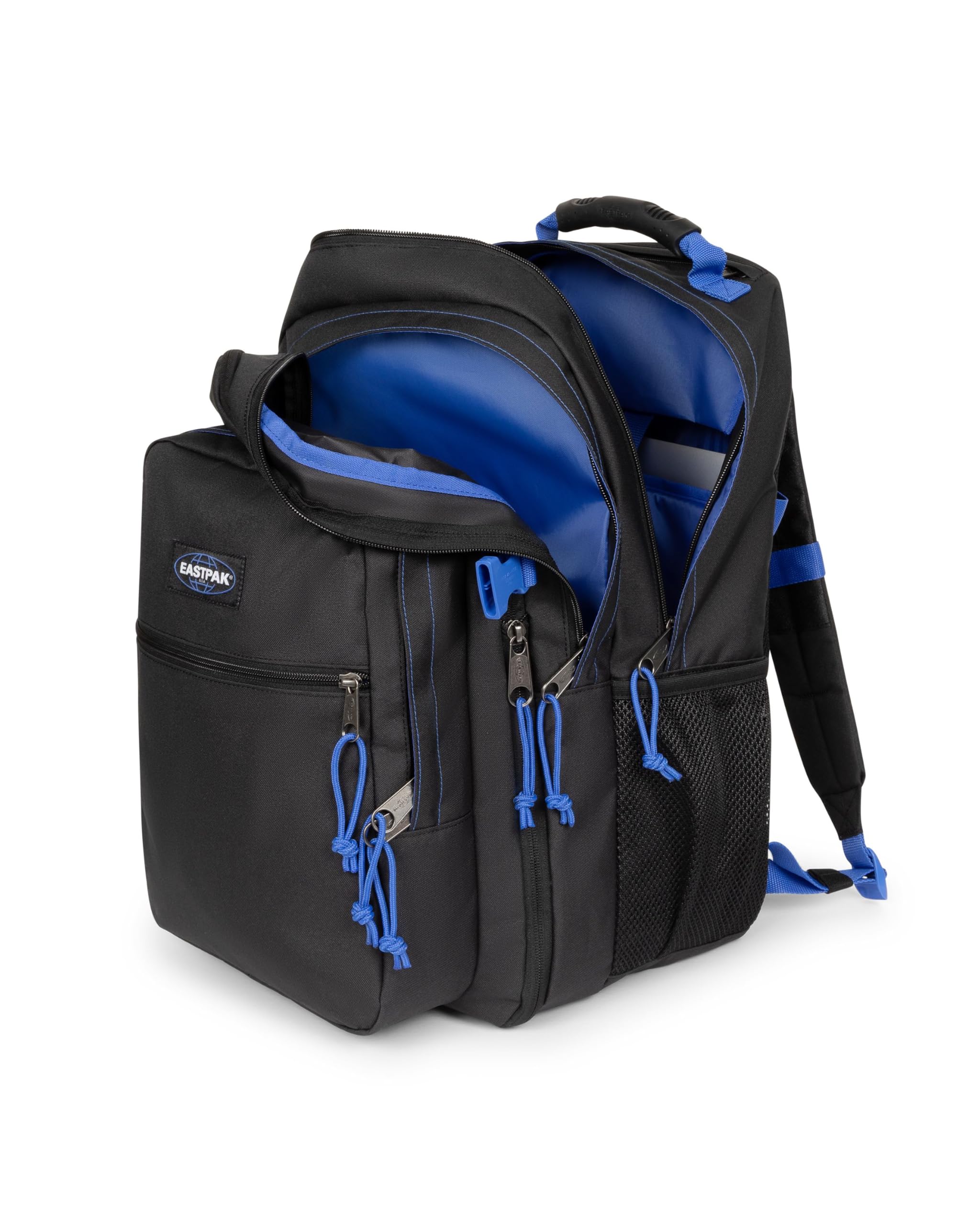 EASTPAK Tutor Rucksack — Extragroßer Laptop-Rucksack mit Zwei Fächern, internem Organizer, 40 L -Kapazität, 48 x 32.5 x 26 cm — Kontrast Schwarz Blau
