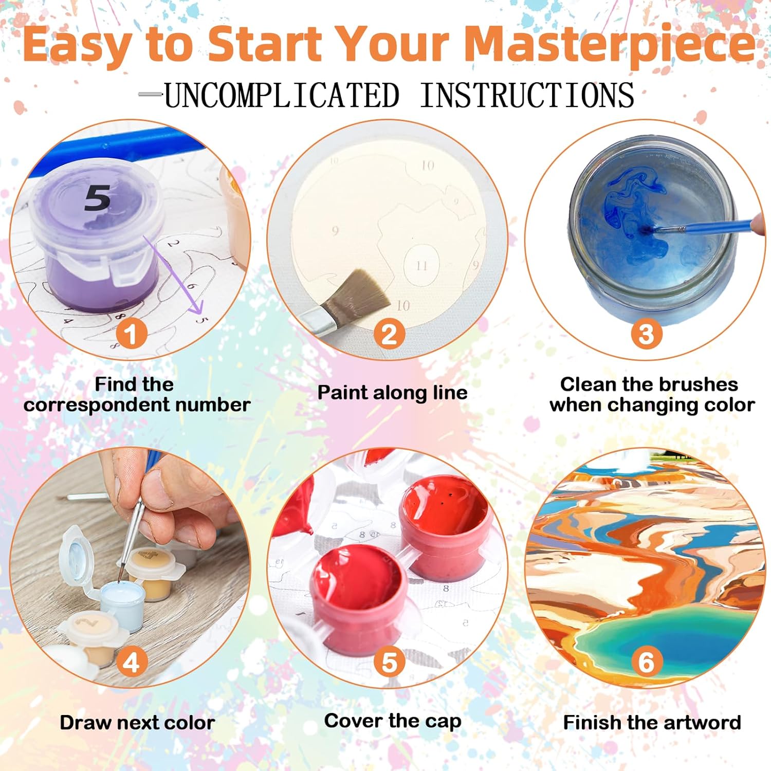 EggSun 6 Pack Framed Paint by Numbers Kit for Adults,Beginners with Wooden Easel,DIY Acrylic Oil Painting Paint by Numbers Kits on Canvas for Home Decor(National Park Landscape,8x12Inch)