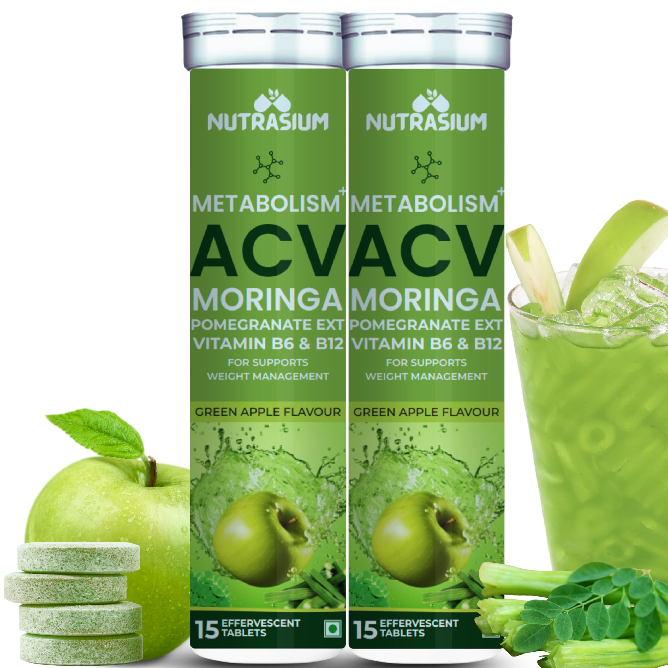 ACV Moringa Metabolism Plus | For Supports Weight Loss, Control Cravings, Convert Fat Into Energy, Boost Energy & Immunity | 30 Tablet Pack of 2 X 15