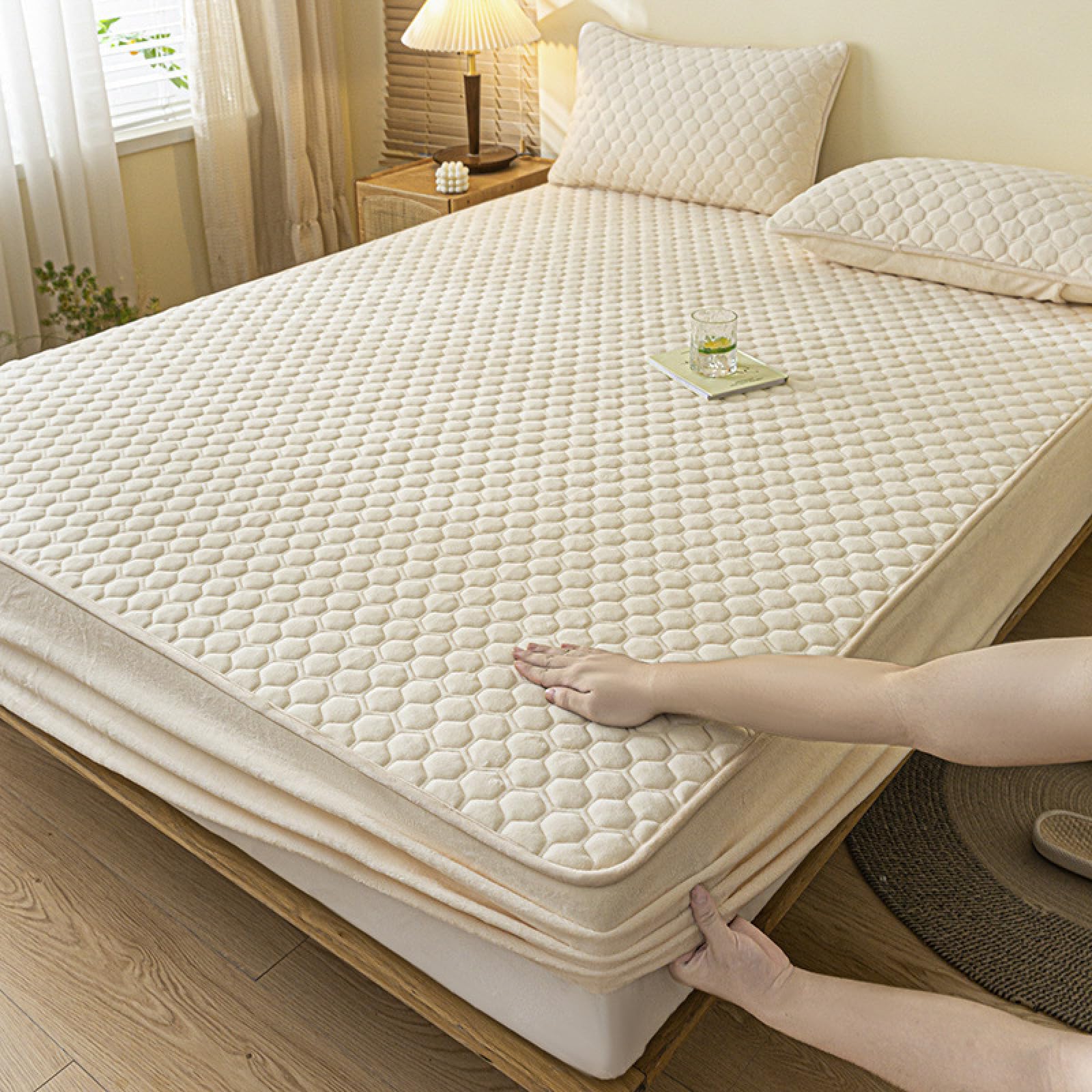 Set di lenzuola in flanella, 180 x 200 cm, in pile termico, con morbida consistenza soffice, lenzuolo con angoli extra profondi e federe, per un sonno caldo e confortevole