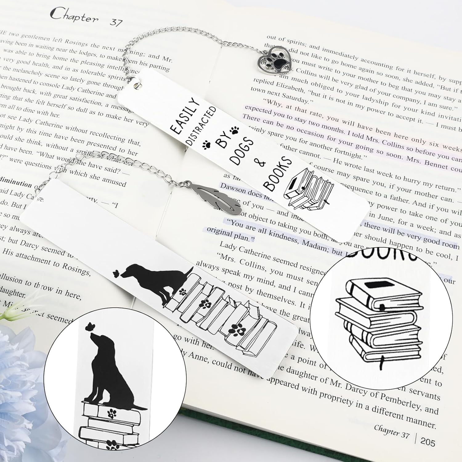 2Pcs Dog Bookmark for Women Men Dog Mom Dog Lover Gifts Bulk Funny Bookmarks Cute Metal Book Mark Dog Bookmarks for Book Lovers Birthday Gifts for Reader Coworker Friends Adults Dog Owner Lover - Image 3