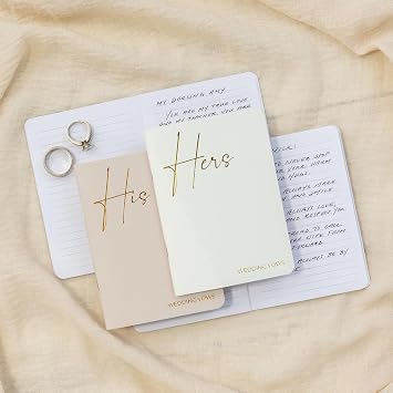 Elegant Vow Books With Gold Foil Lettering For Your Wedding - His and Hers