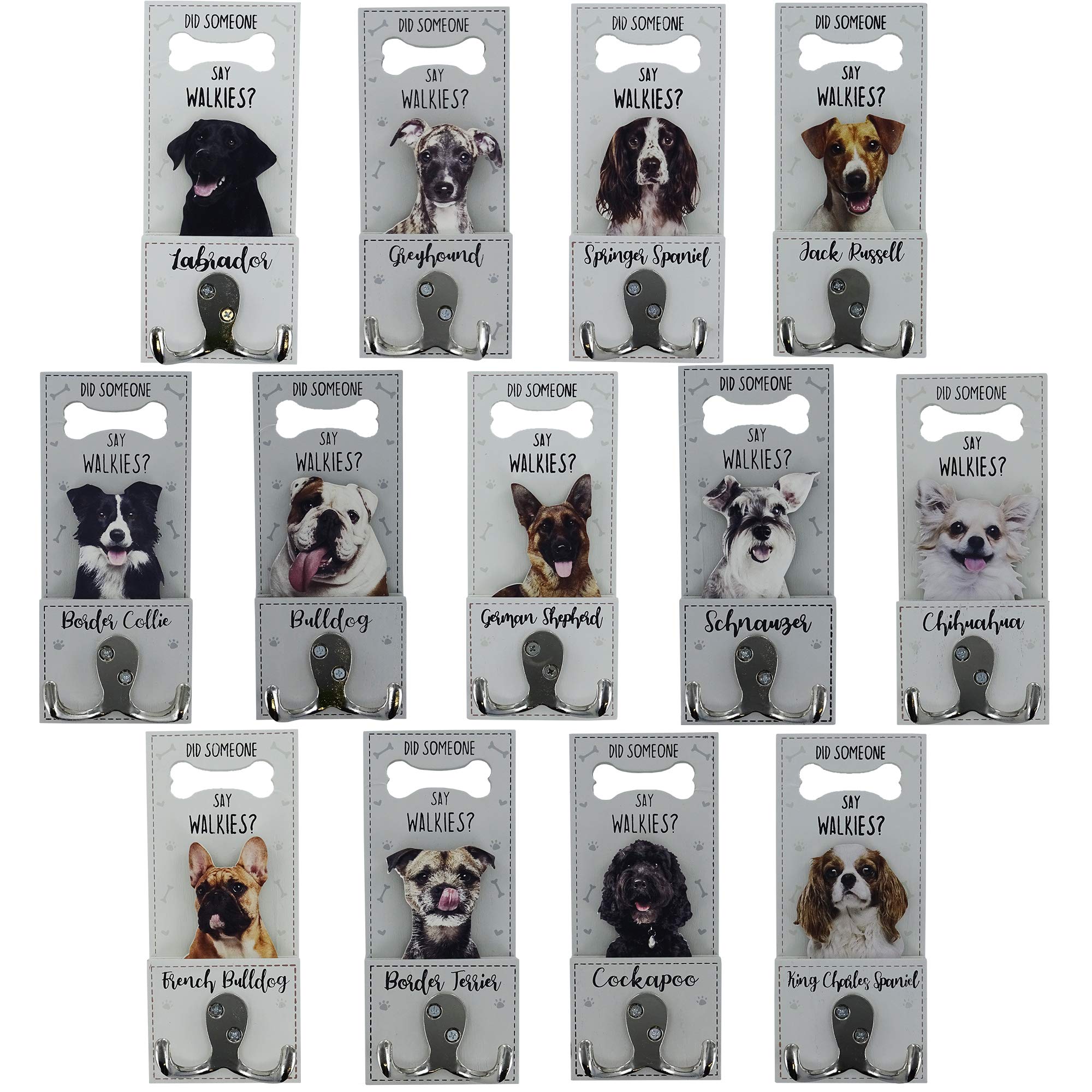 Global Designs Border Terrier Dog Lead Hook Twin Hooks Wall Mounted Walkies Dog Puppy Breeds 20 Assorted Dog Breeds Available