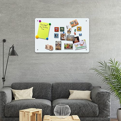 Miniatura 4 de Tablero de anuncios de metal de 15.8 x 11.8 pulgadas, para imanes y tablón de anuncios, para mostrar notas magnéticas, poesía, fotos, refrigerador,