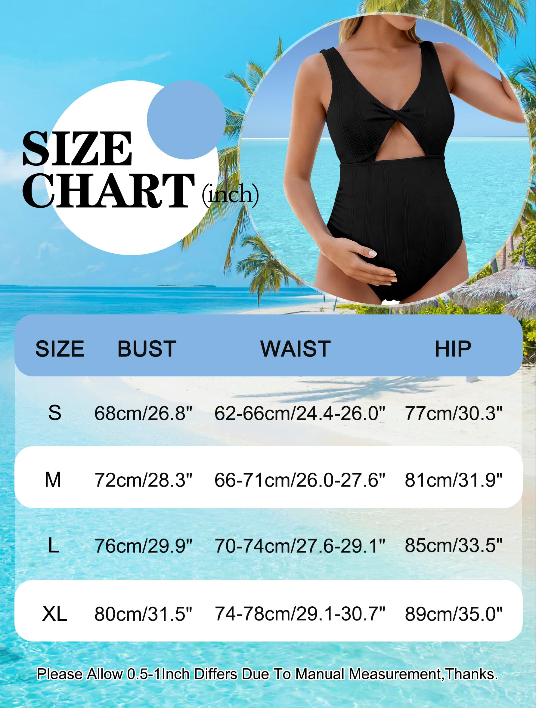 tiorhooe Maillot de bain une pièce de maternité - Maillot de bain de grossesse pour femme - Maillot de bain tendance S-XL