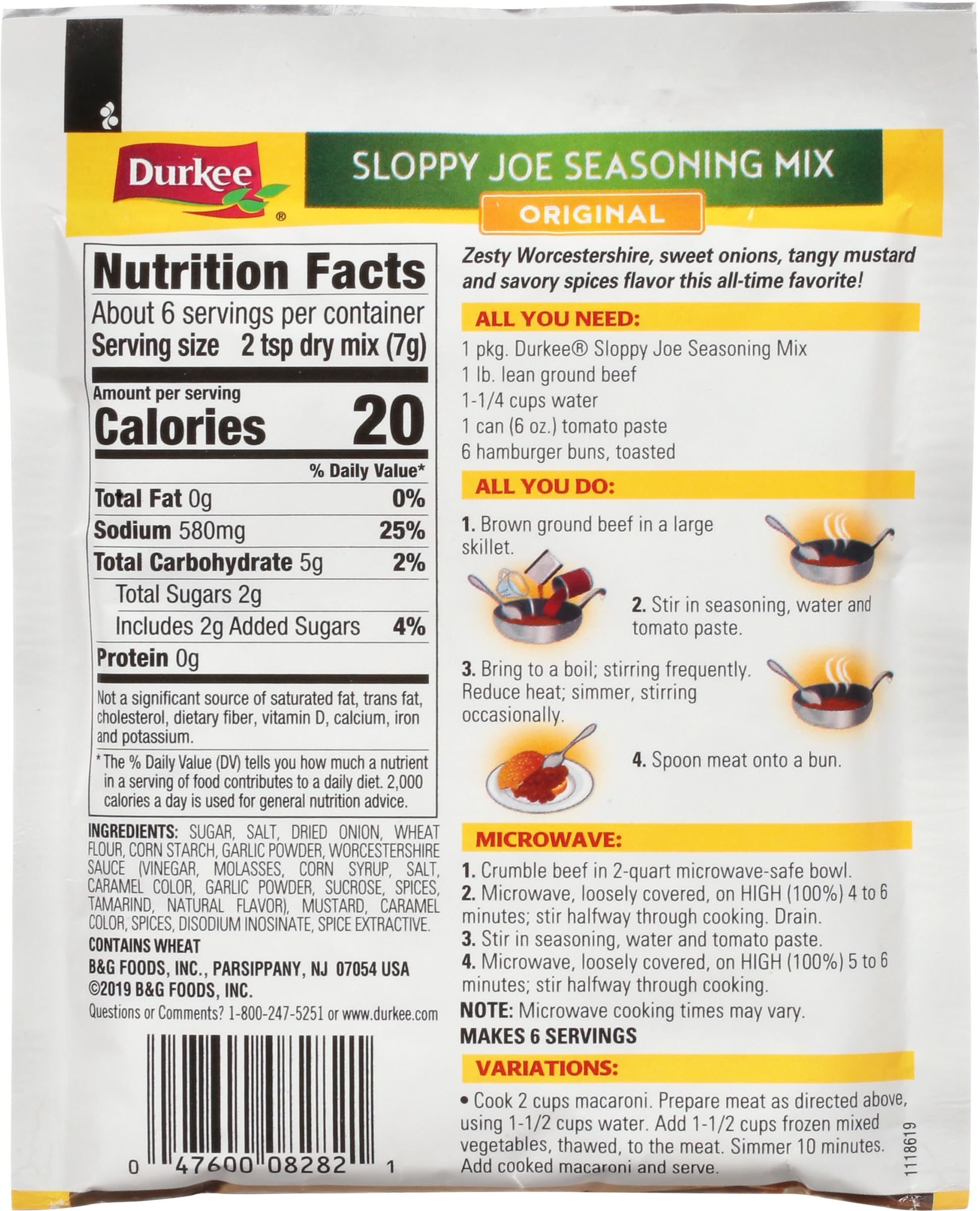 Durkee Sloppy Joe Seasoning Mix, 1.50 Ounce Packet