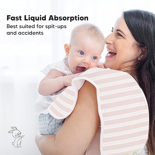 Miniatura 5 de Paquete de paños orgánicos para eructos para bebés, niños y niñas y cambiador de pañales portátil, paño para eructos, ropa para eructos, (Sweet