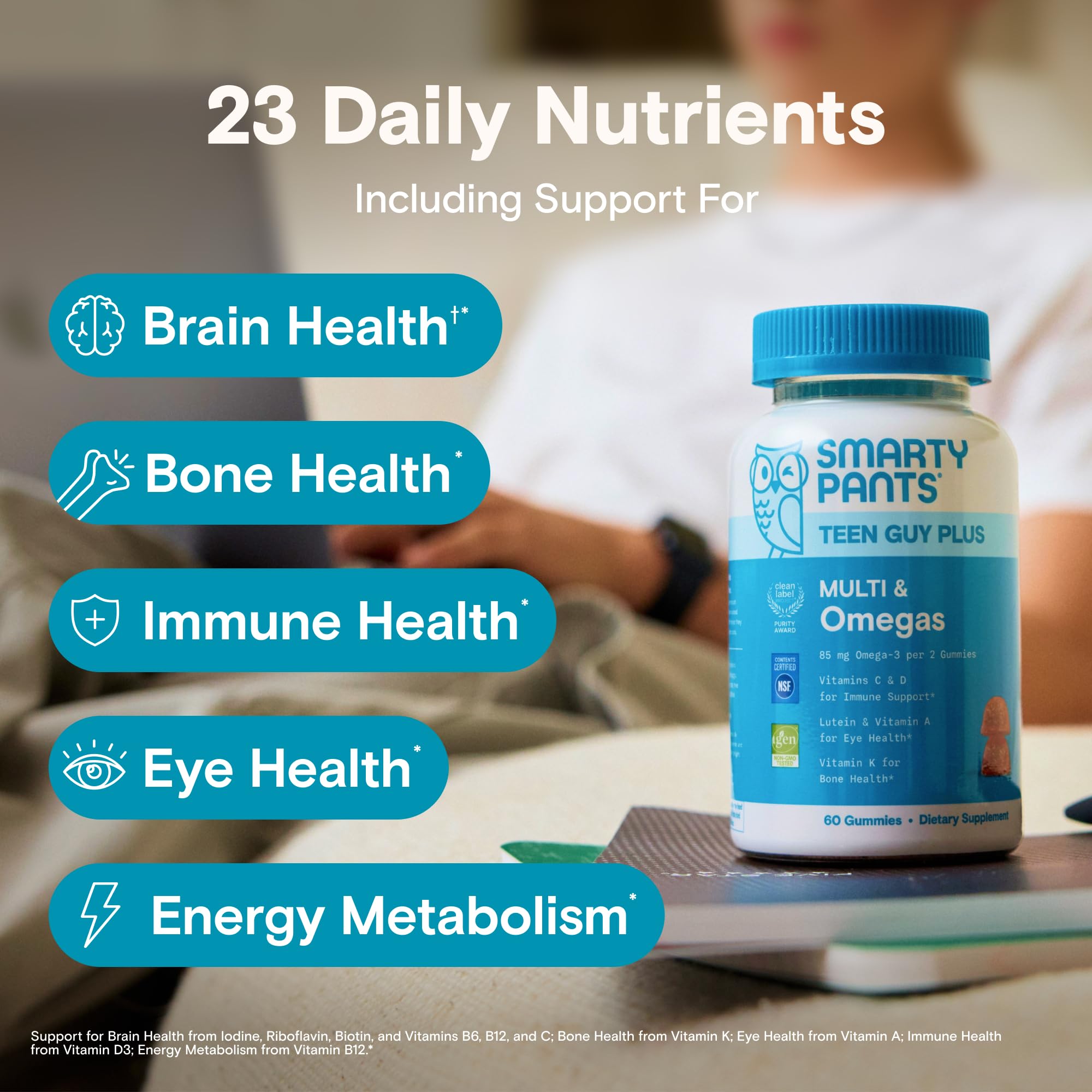 SmartyPants Teen Guy Plus Multivitamin Gummies, Vitamin D, Omega 3, 60 Ct — Amazon image 3