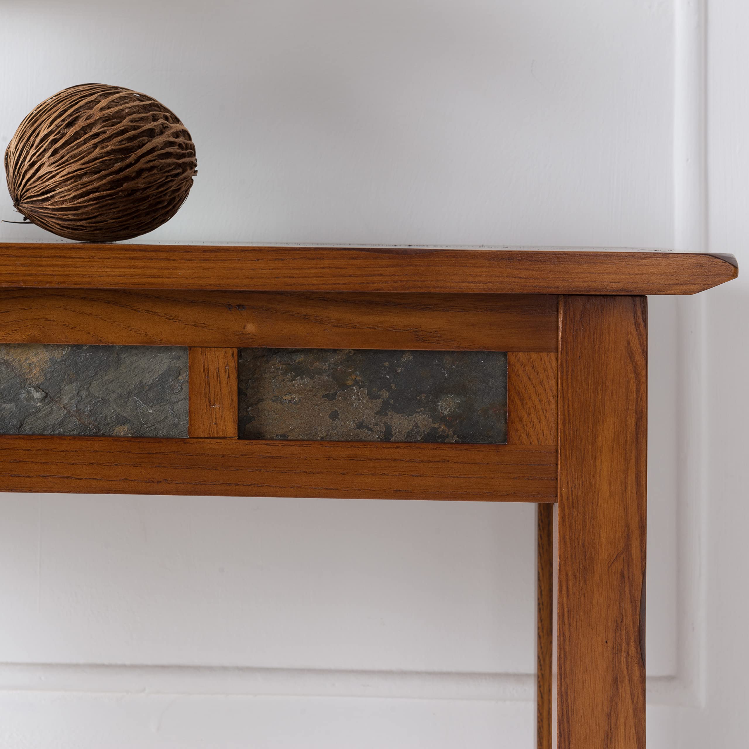 Leick Home 10059 Rustic Slate Tile Hall Console Sofa Table