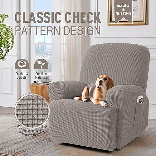 Miniatura 12 de TAOCOCO Fundas para sofá reclinable, 8 piezas, fundas elásticas para sofá grande de 3 asientos, fundas reclinables, protector de muebles con patrón