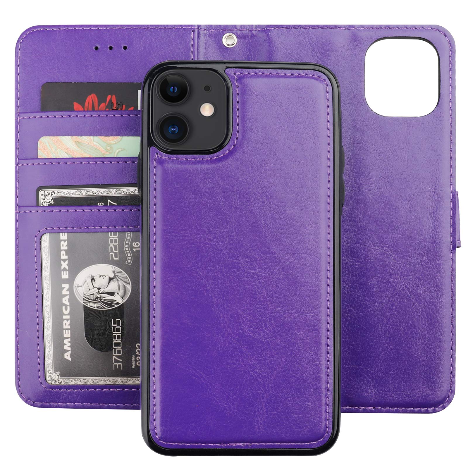 Bocasal for iPhone 11 Wallet Case with Card Holder PU Leather Magnetic Detachable Kickstand Shockproof Wrist Strap Removable Flip Cover for iPhone 11