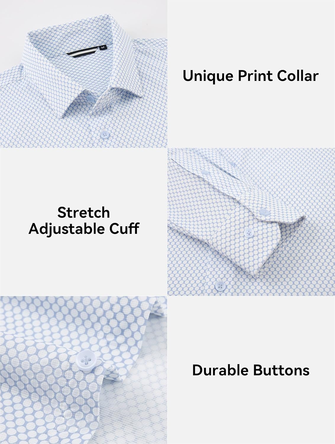 Esabel.C Men's Print Button Down Shirts High Stretch Long Sleeve Breathable Regular Fit Easy Care Knit Dress Shirts for Men - Image 5