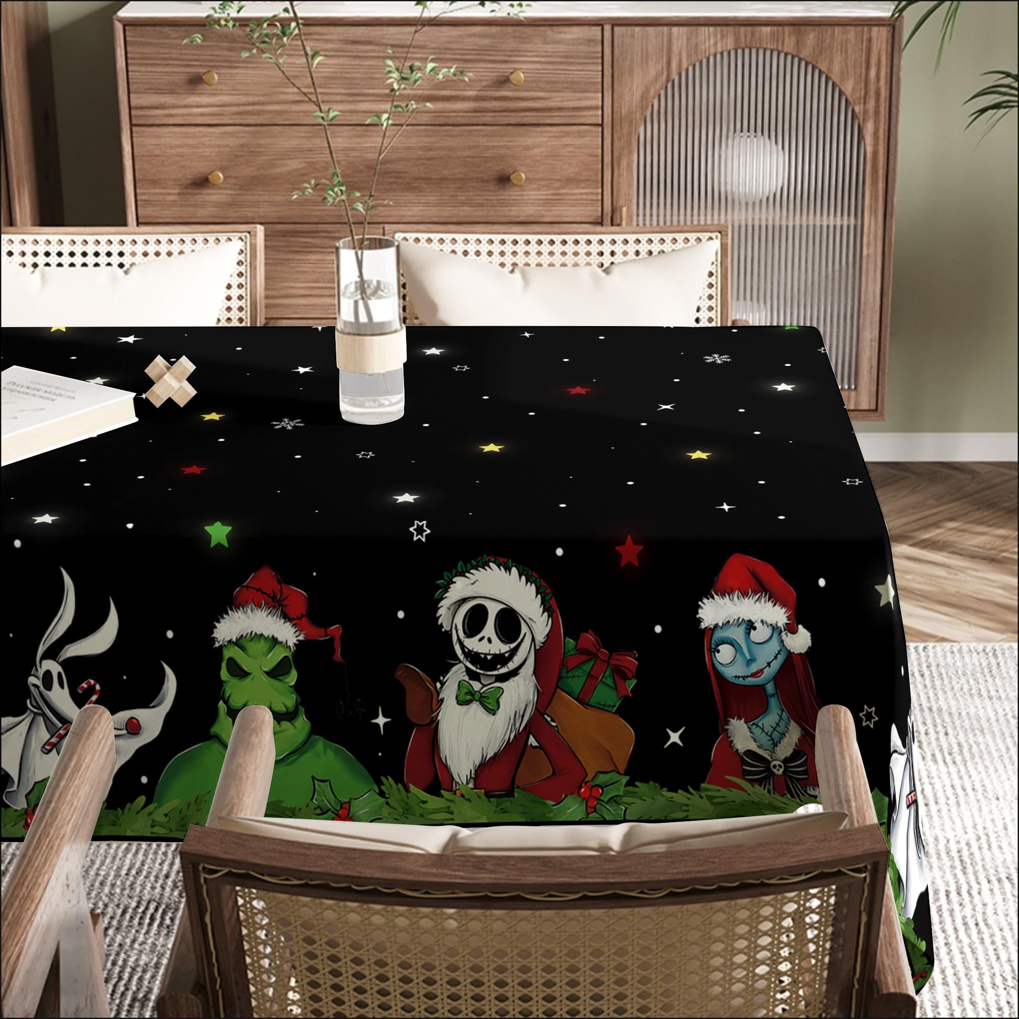 Yarcooly Nightmare Before Christmas Tablecloth - 60x80 Inch Rectangle, Waterproof, Halloween/Christmas Decor - View #9