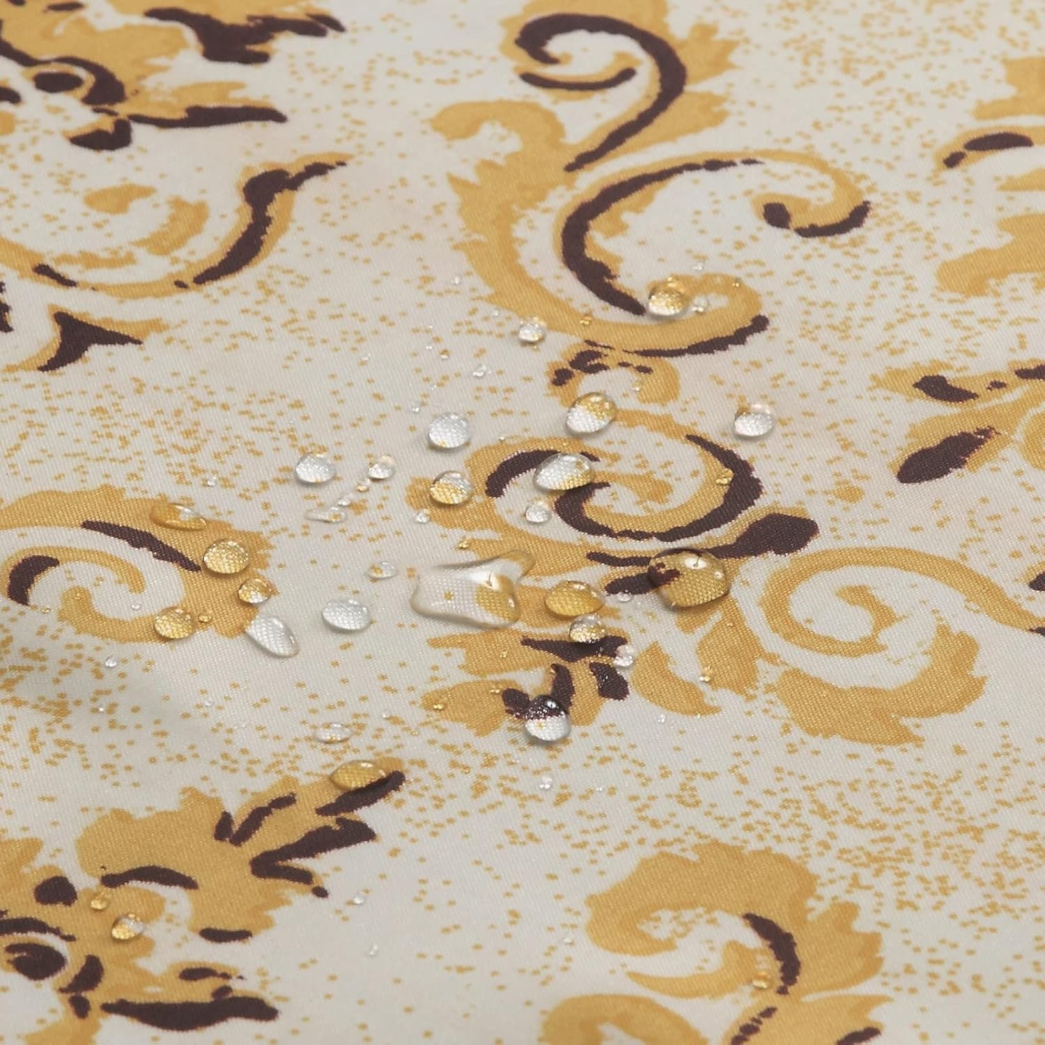 Royal Scroll Modern Red Waterproof Fabric Burgundy Paisley Rich Gold Printed Cloth Yellow Damask Farmhouse Classic Shower Curtain for Bathroom,72" W x 72" L