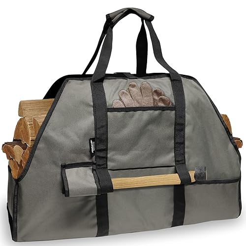Firewood Carrier with Handles, Large Canvas Wood Carrier for Firewood