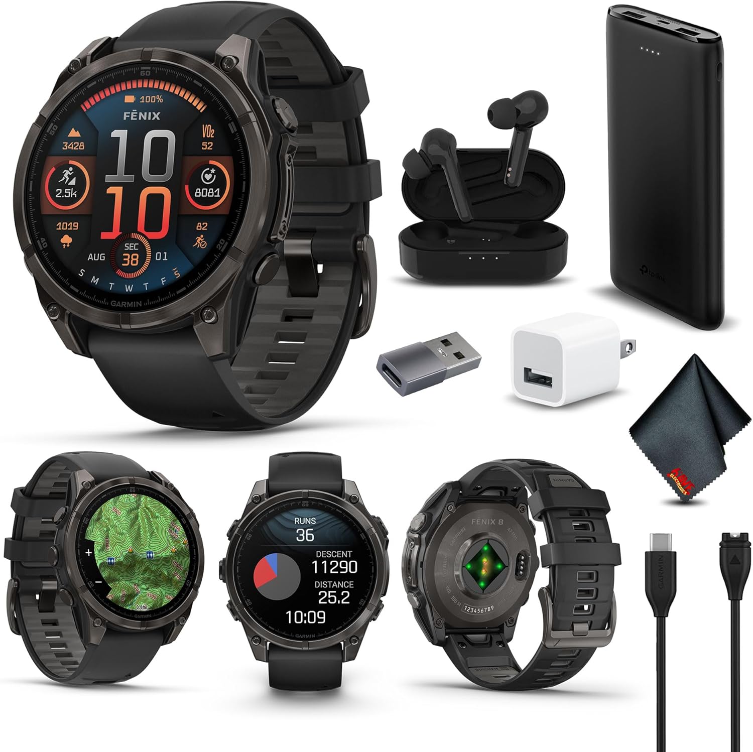 Garmin Fenix 8 47MM AMOLED Sapphire Multisport GPS Smartwatch Carbon Gray DLC Titanium with Black Gray Silicone Band, Built-in LED Flashlight, Fitness & Health Smart Watch Bundle for Men & Women Garmin Fenix 8 47MM AMOLED Sapphire Multisport GPS Smartwatch Carbon Gray DLC Titanium with Black Gray Silicone Band, Built-in LED Flashlight, Fitness & Health Smart Watch Bundle for Men & Women
