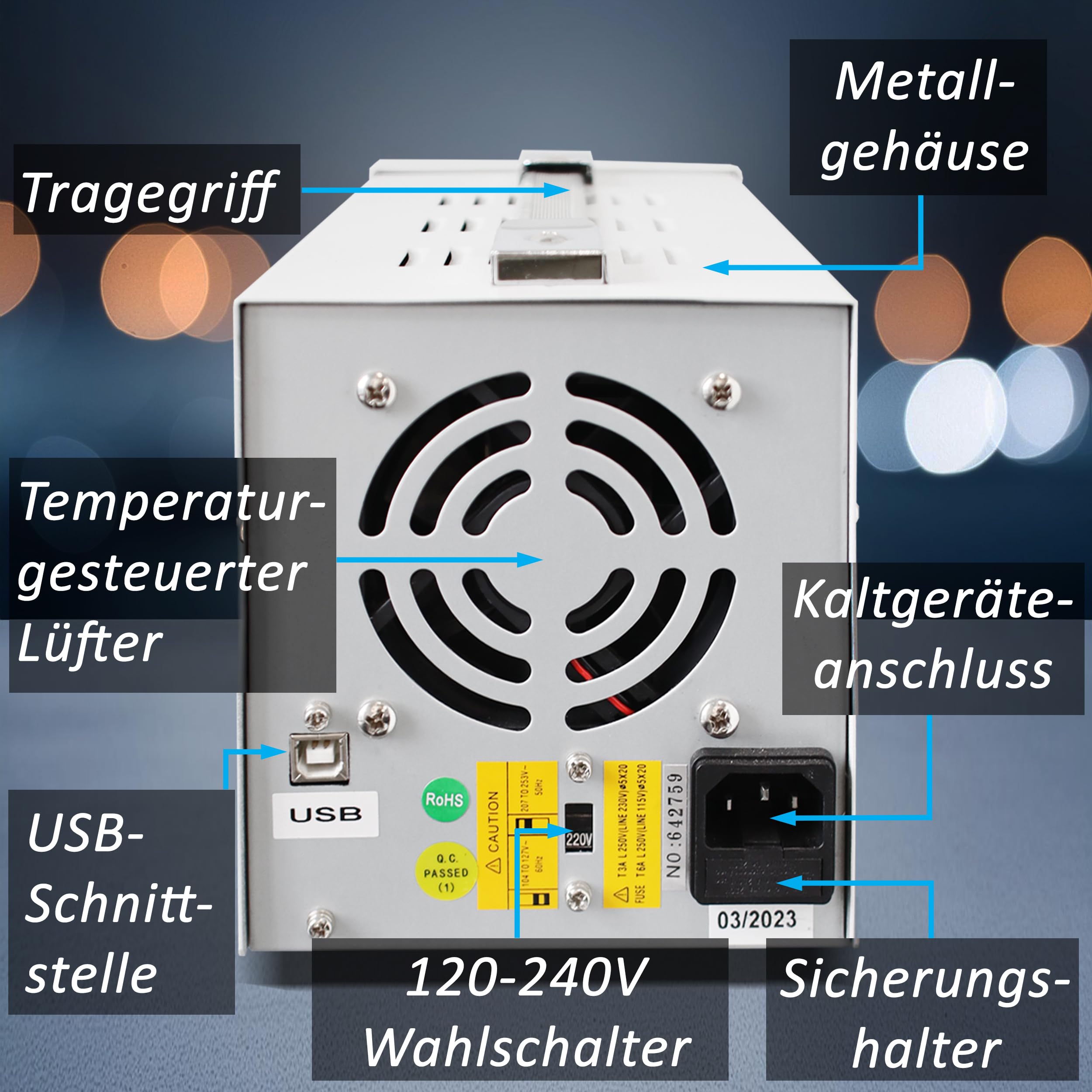PeakTech 6173-1CH Labornetzteil DC 0-30V 0-5A 150W Labornetzgerät USB