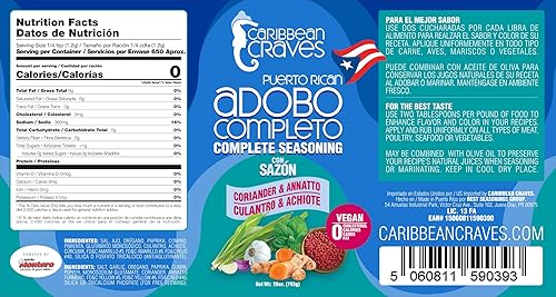 Miniatura 2 de Caribbean Craves - Adobo puertorriqueño completo condimento con cilantro y annatto 28oz | Vegano, 0 grasa, 0 colesterol, 0 calorías | 2 unidades
