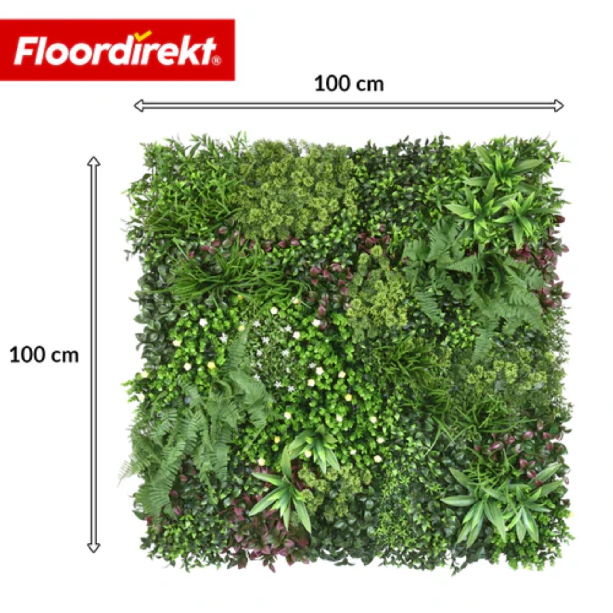Floordirekt Ścianka dla roślin Wonderland 100 x 100 cm, sztuczna ściana z systemem zatrzaskowym, wierna naturalna, bez pielęgnacji zielona ściana, do użytku wewnątrz i na zewnątrz