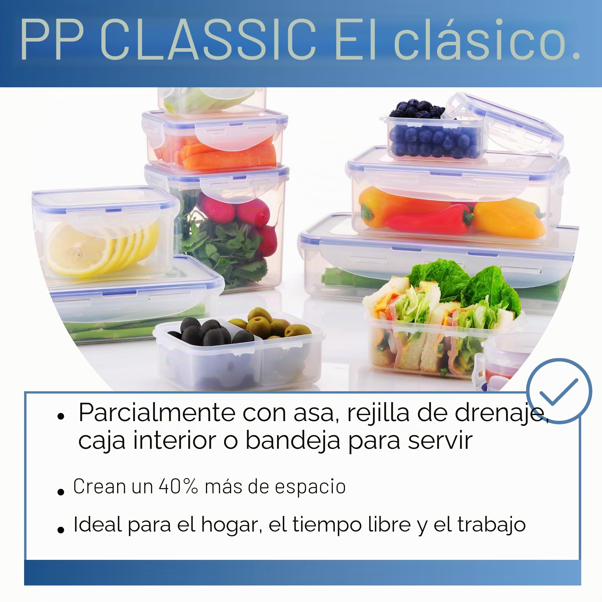 Lock & Lock Hermético 2059103 PP clásico rectangular Caja con plástico transparente manejar 45 x 30 x 23 cm