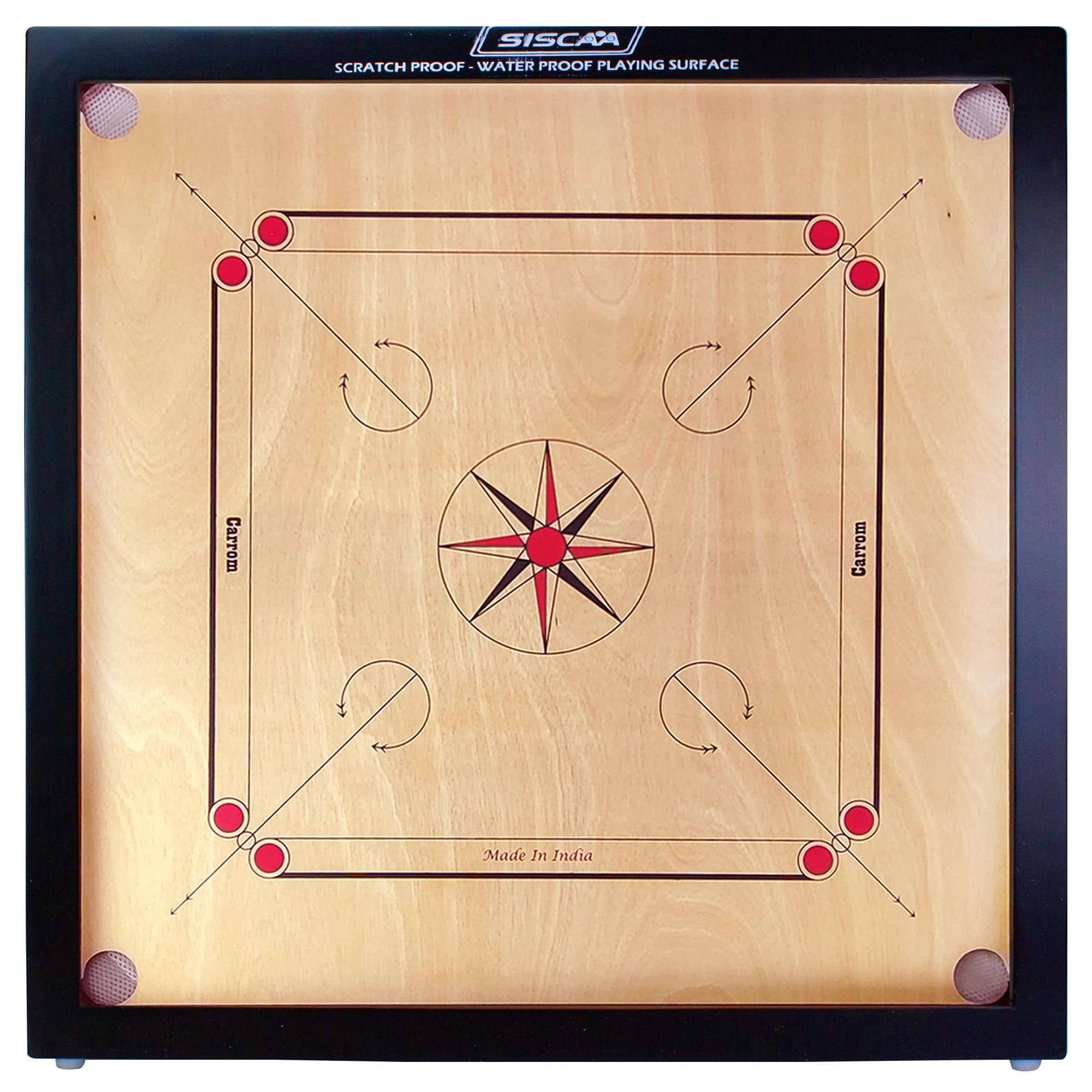 Carrom Board Game Set with Coins & Striker Wooden Carrom Playing Board Adults Scratch Proof Waterproof Fast Rebound Precise Competitive Play Tournament (32.5"x32.5" - Black)