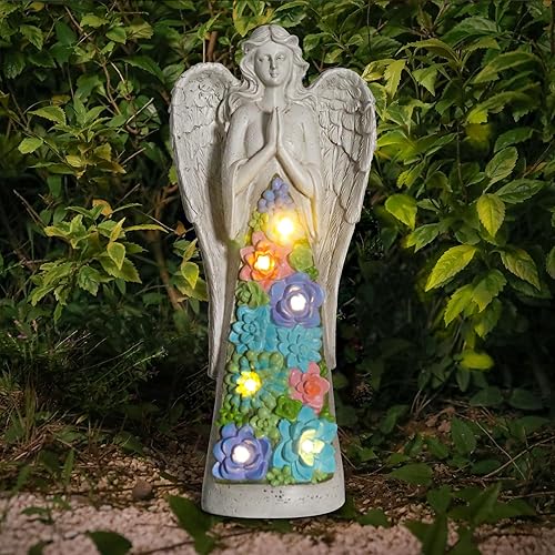 Ovewios Estatua de ángel de jardín, decoración al aire libre, figuras de jardín, estatuas de ángel, estatuas de ángel, escultura de resina Ovewios Estatua de ángel de jardín, decoración al aire libre, figuras de jardín, estatuas de ángel, estatuas de ángel, escultura de resina