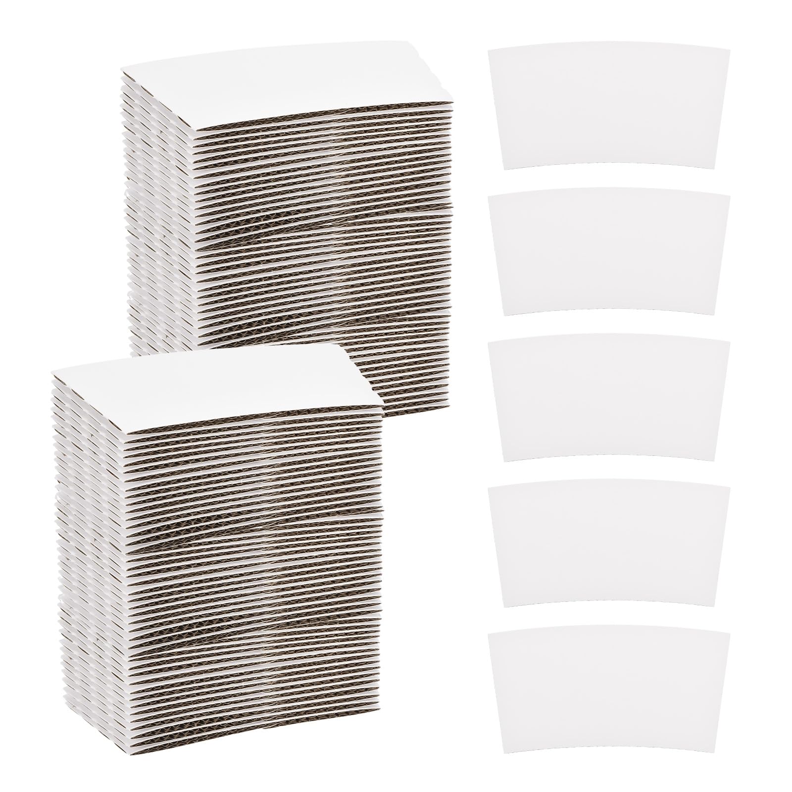 Manchons jetables en carton tasses à café isolation mains blanc