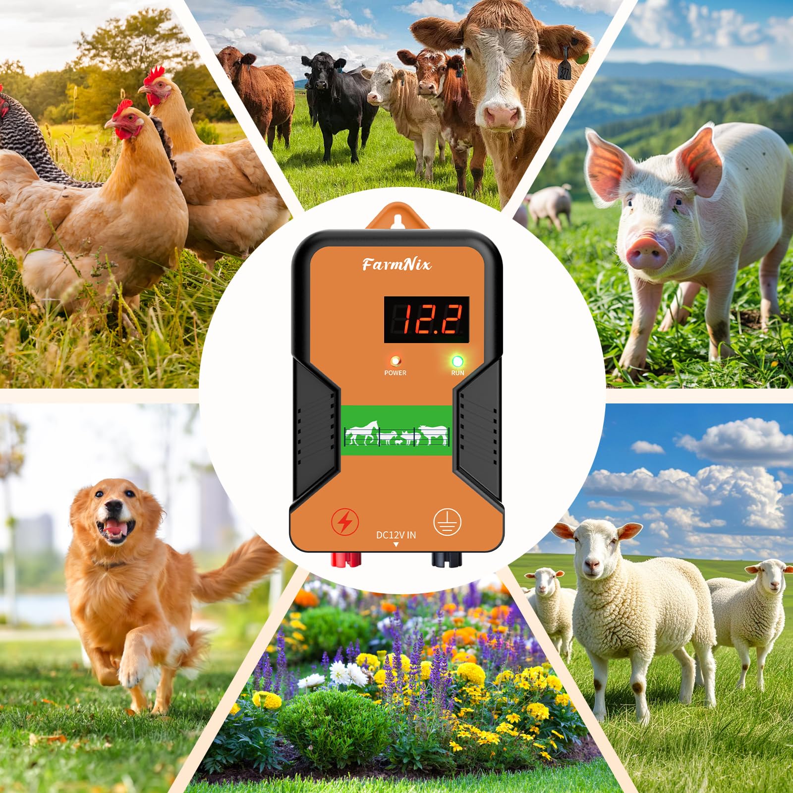 15KM Pastor Electrico con pantalla LED,2J Cerca eléctrica Controlador para caballos,220V Cerca eléctrica Pastor para Cría de animales pastores, para Granja Pastar Jardín (Naranja)