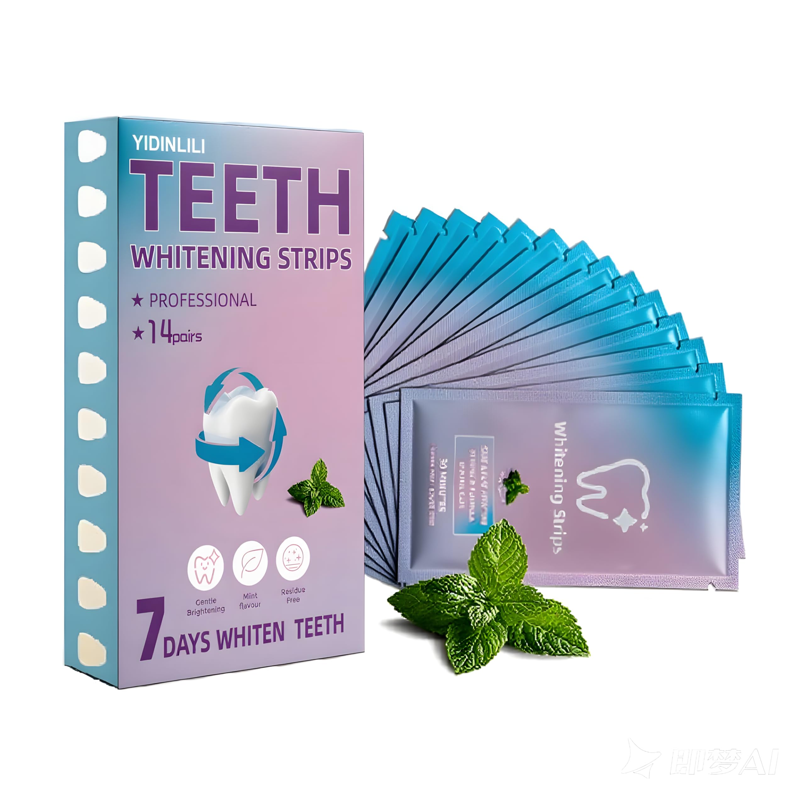 Teeth Whitening Strips Enamel Safe - 14 Treatments Gently Remove Coffee Wine Tobacco Stains No Sensitivity Mint Fresh