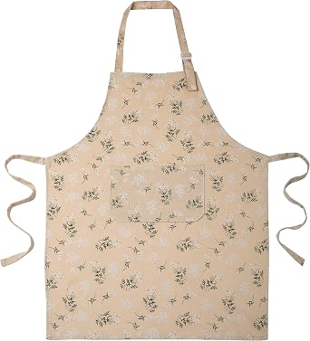 Japanese Vintage Floral Apron for Women Men, Adjustable Neck Strap Kitchen Apron with Pocket for Cooking, Baking, Gardening & Painting