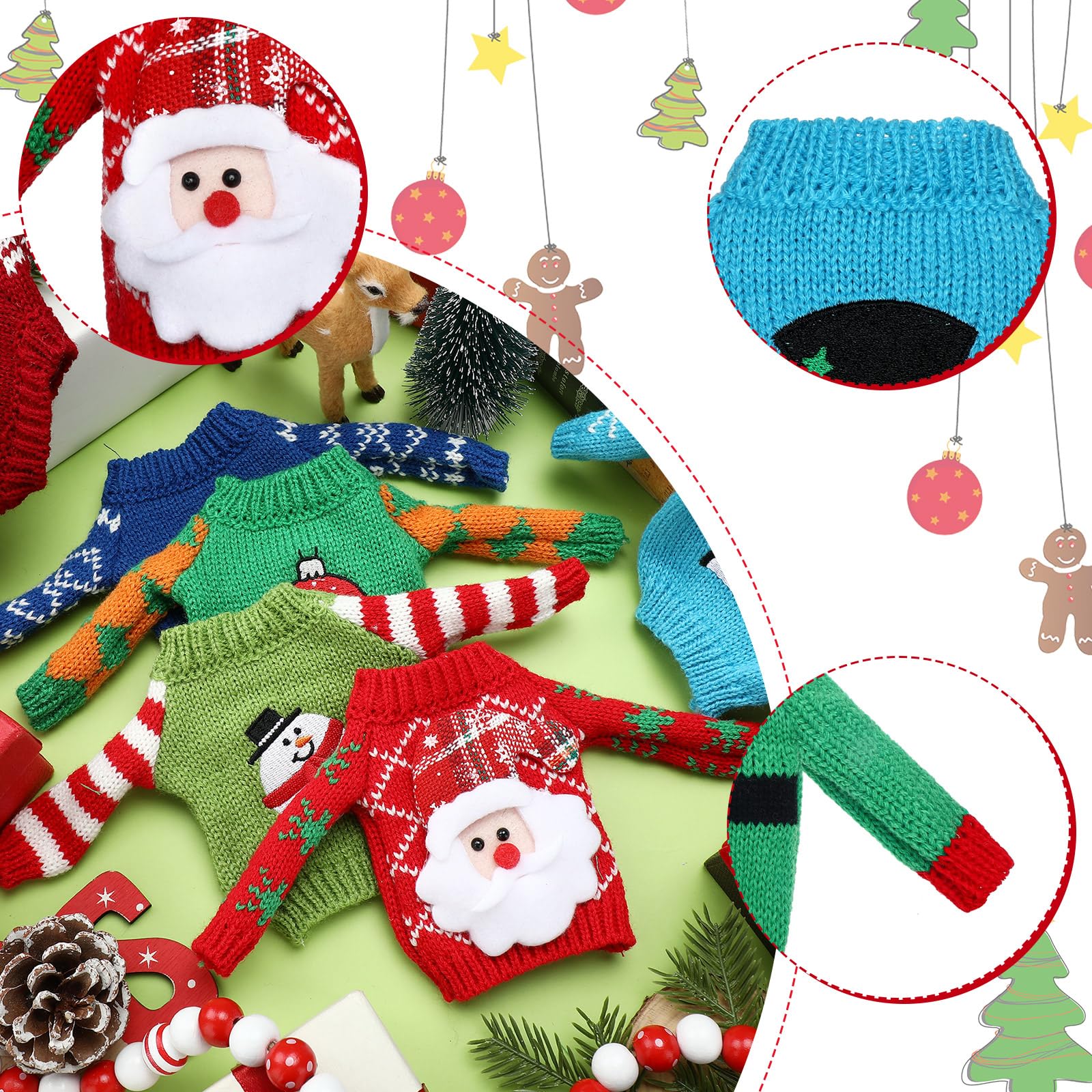 Juego de 9 piezas de accesorios de elfo de Navidad, ropa de elfo, suéter, ropa de punto, alce, árbol de Navidad, copo de nieve (estilo alce) 3