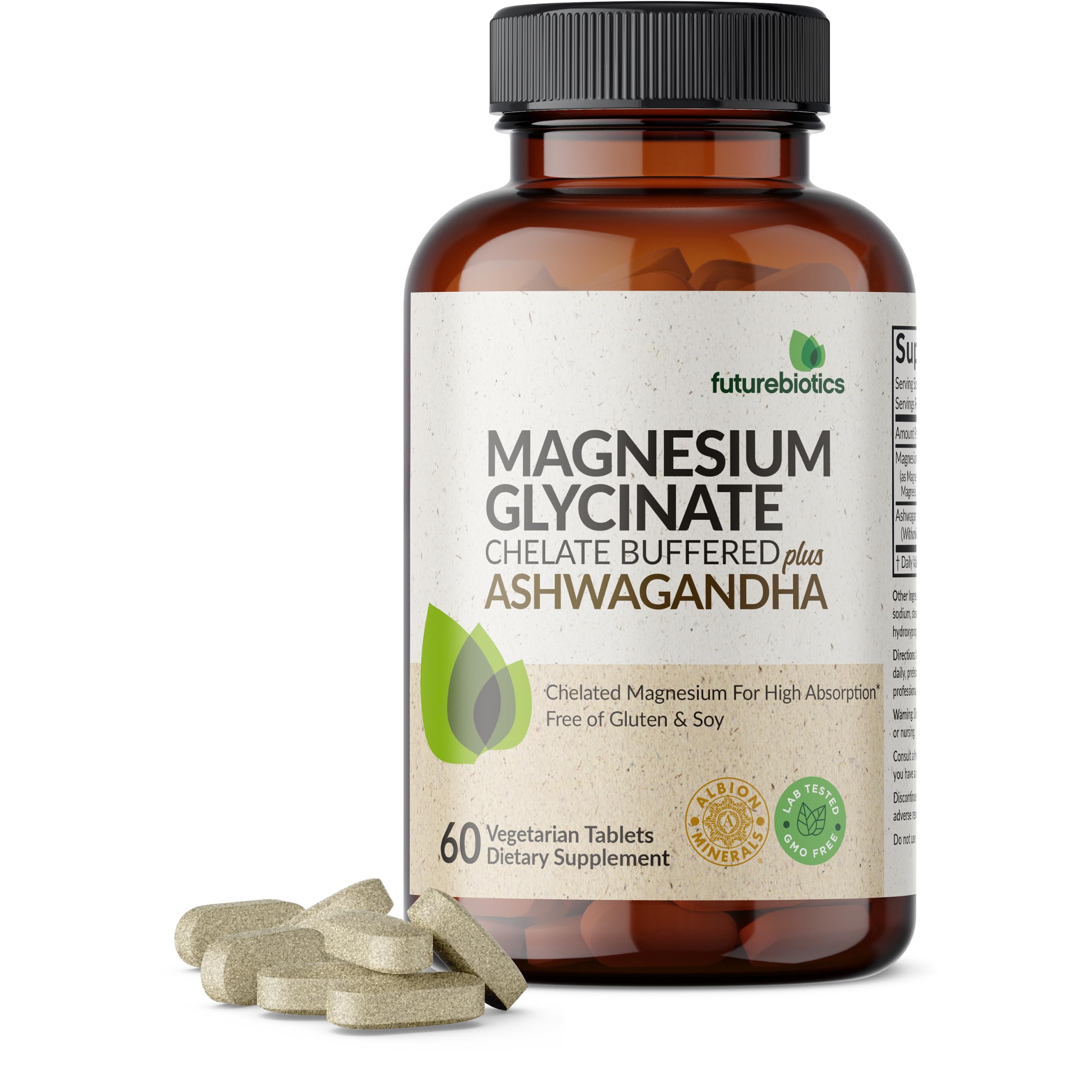 Futurebiotics Magnesium Glycinate + Ashwagandha, 60 Tablets