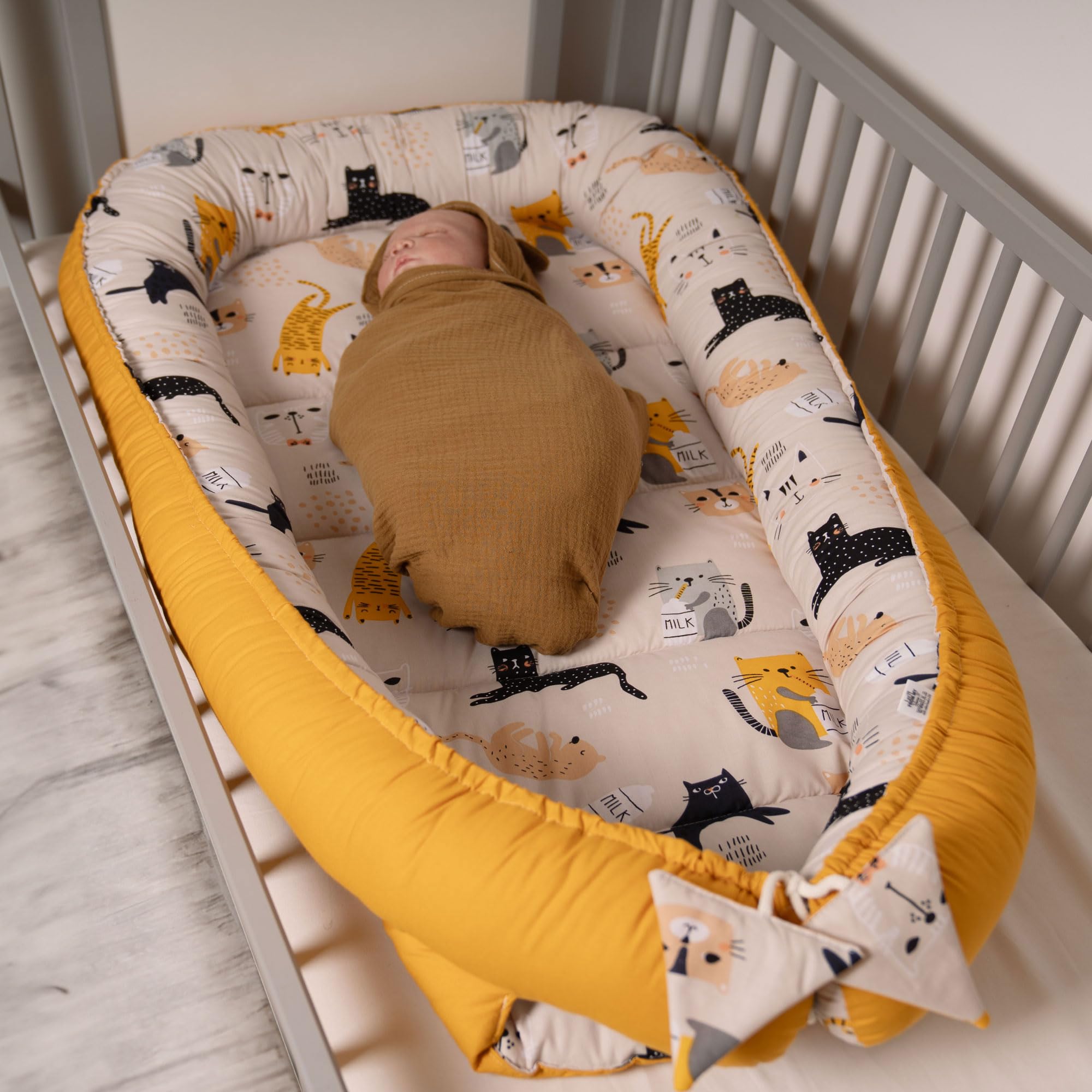 PaLulli Baby Cats - Paracolpi per lettino, misura XXL, 120 x 60 cm