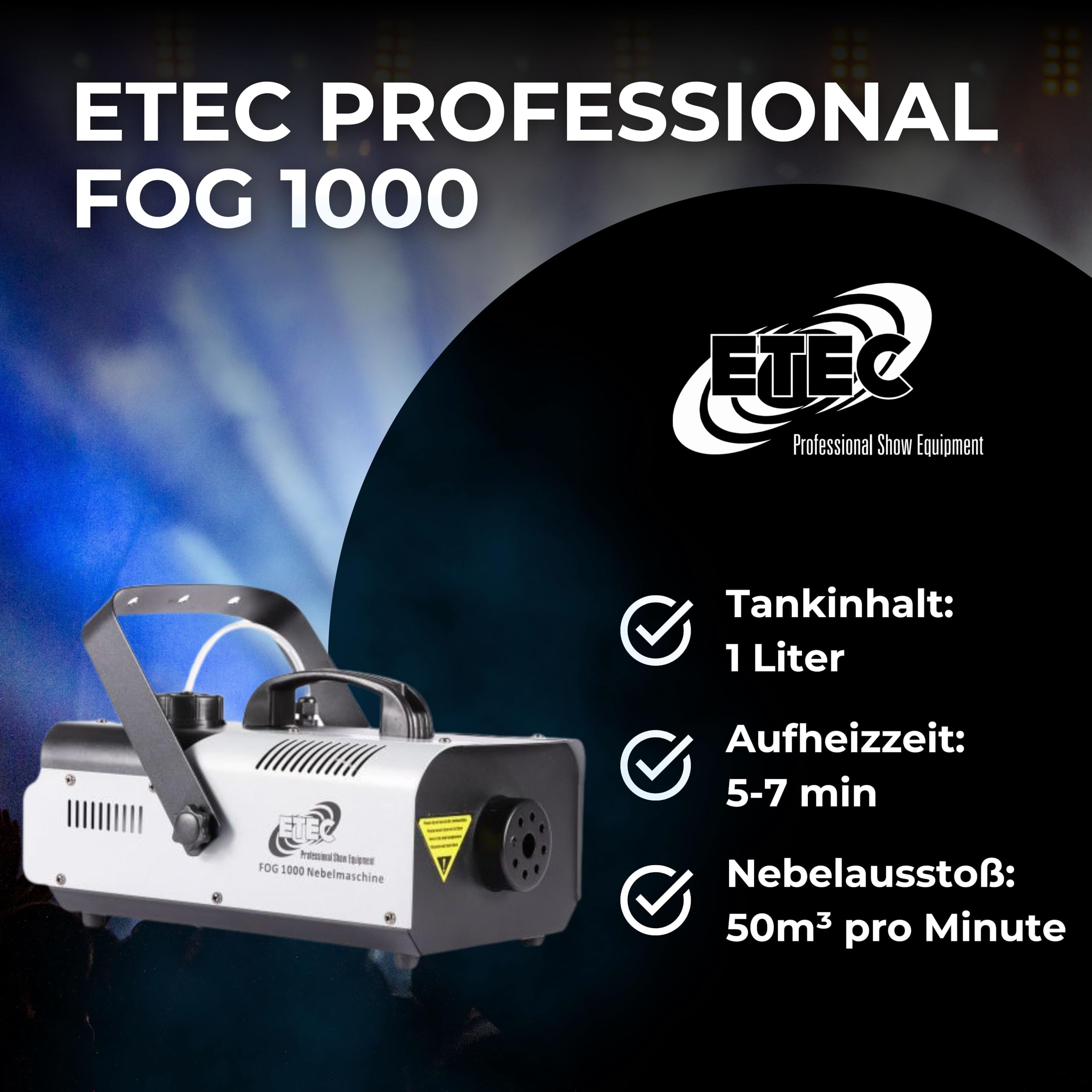 ETEC Professional FOG 1000 Nebelmaschine 900 Watt Fogger Rauch Nebel Party Club DJ Effekt Disco Veranstaltung Bühne Effektmaschine