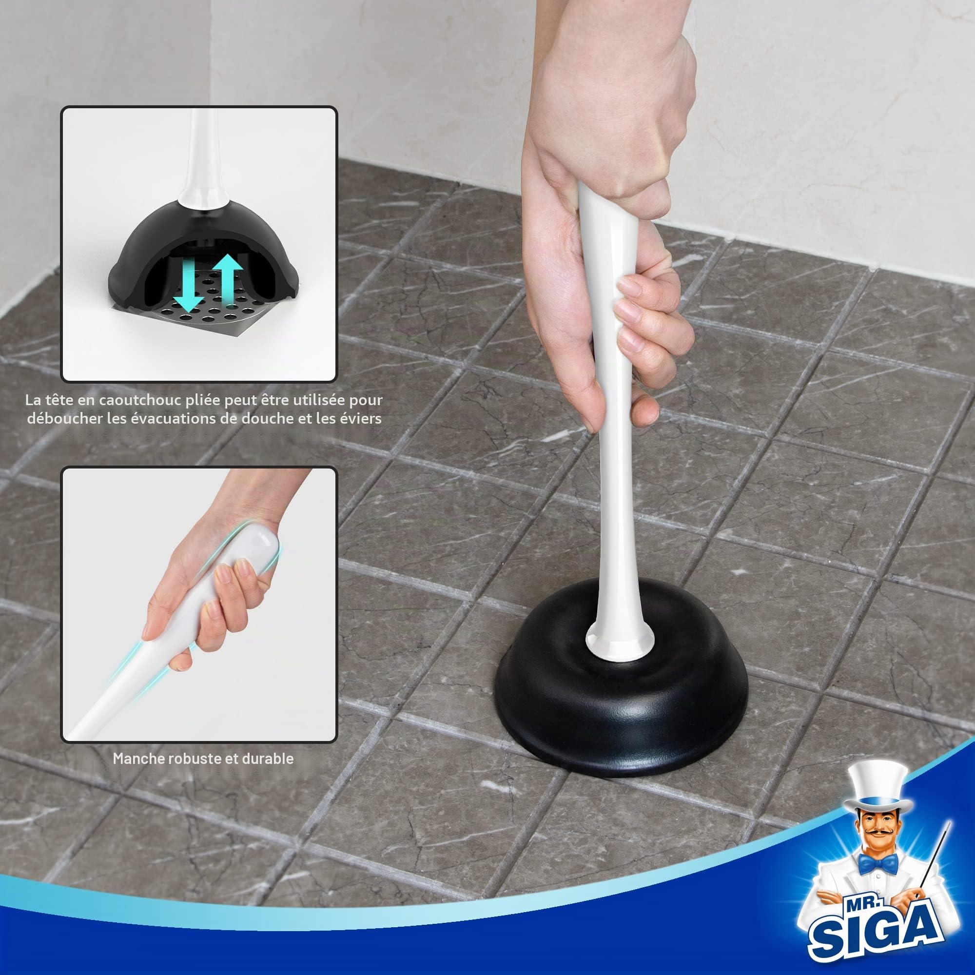 MR.SIGA Ensemble de Déboucheur Ventouse et Brosse WC, 1 Ensemble