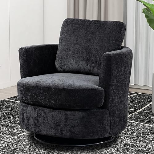 Miniatura 84 de Silla giratoria decorativa, sillas giratorias redondas de felpilla de 31.9 pulgadas de ancho para sala de estar, cómoda y moderna silla giratoria de
