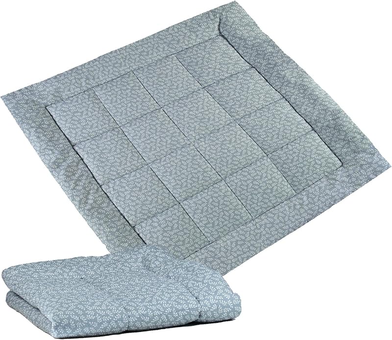 molis&co - Tappeto Gioco Bambini e Neonati 120x120x5cm - Tappeto Morbido Bambini - Tappeto Gioco Neonato Pieghevole, Reversibile e Lavabile - 100% Cotone (OEKO-TEX 100) - Blue Garden