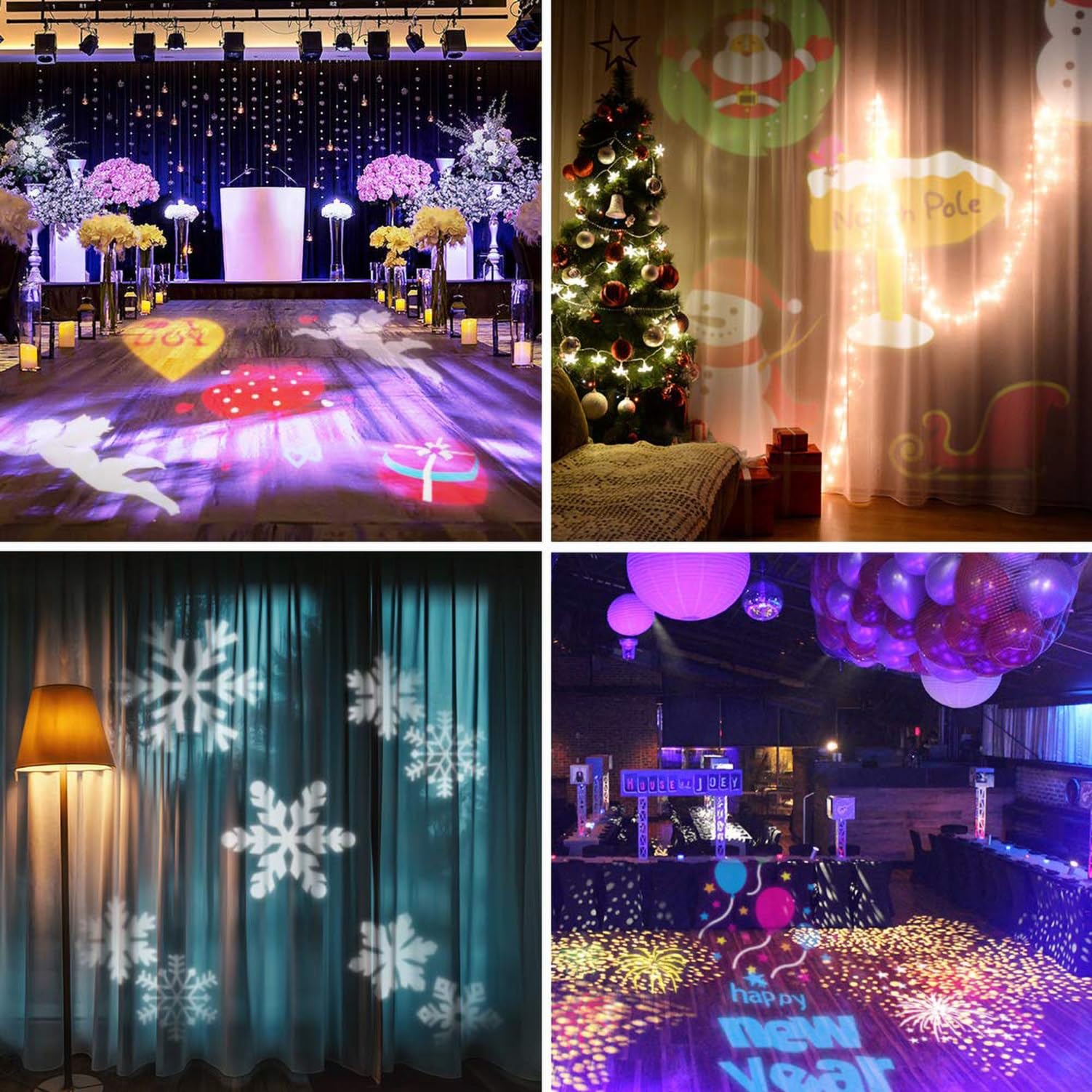 OUSFOT LED Projektorlampe Weihnachten mit 16 Folien Projektor Lichter IP65 Wasserdicht für Weihnachten/Halloween/Indoor/Garten