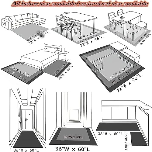 Miniatura 4 de Alfombras de pasillo con estampado de rosas rojas de 2.6 x 7 pies, alfombras antideslizantes para pasillo y sala de estar, alfombra de corredor de